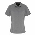 The PR616 by Premier is a gray short-sleeve polo shirt featuring a classic collar and three buttons at the top. It boasts a simple, solid color design and is showcased on a white background.