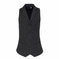 The PR626 by Premier is a waistcoat in dark gray featuring buttons, a notched lapel, and two front pockets.
