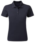 A Premier PR633 polo shirt in black, featuring short sleeves and a three-button placket.