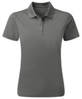 The Premier PR633 features a gray short-sleeved polo shirt with a three-button placket, displayed against a white background.