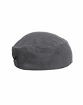 A Premier PR653 beret in dark gray is displayed against a white background, featuring a smooth texture and a simple, classic design.