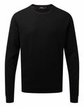 Premier's PR692 black crewneck sweater features a classic design with long sleeves.