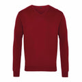 Premier PR694 V-neck sweater in red with long sleeves on a white background.