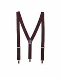 Premier's PR701 features brown suspenders with metal clips, creatively arranged in an "M" shape on a white background.