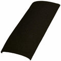 A rectangular piece of Premier's PR715 black sandpaper with a curved edge is laid flat on a white surface.