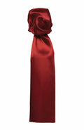 A Premier PR730 red silk cravat elegantly knotted at the top, set against a white background.