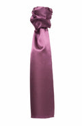 A satin cravat from Premier, PR730, elegantly tied and displayed against a plain white background in a luxurious shade of purple.