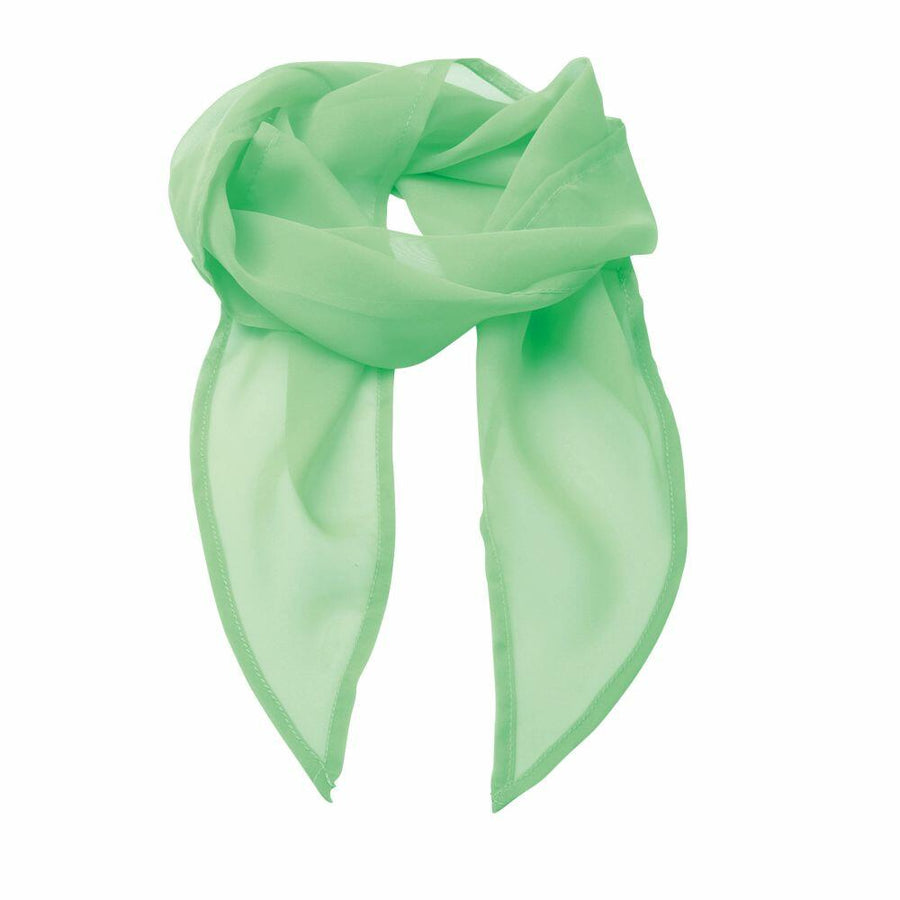 The Premier PR740 is a light green chiffon scarf featuring pointed ends and designed to drape in a loose loop.