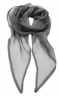 The Premier PR740 scarf is a lightweight, sheer gray accessory that elegantly drapes in a flowing manner, highlighting its translucent texture and soft fabric.