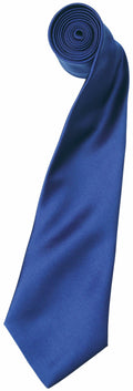 A smooth-textured satin tie in blue, rolled for convenience, from Premier's PR750 collection.