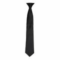 A Premier necktie, model PR755, featuring a classic black design on a white background.