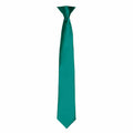 A Premier necktie, model PR755, featuring a classic bottle green design on a white background.