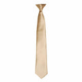 A Premier PR755 gold-colored necktie with a smooth texture, showcased against a white background.