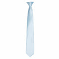 The PR755 necktie by Premier features a sleek, smooth texture and a classic pointed tip in light blue, displayed against a white background.