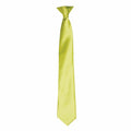 A vivid lime green Premier necktie, product PR755, features a smooth satin finish and is styled in a Windsor knot.
