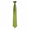 A Premier PR755, a green silk necktie with a smooth texture, is neatly knotted at the top against a plain white background.