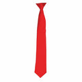 The Premier PR755 necktie features a vibrant red hue and a smooth texture, elegantly tied in a classic knot. It is displayed vertically against a plain white background.