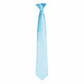 The Premier PR755 is a smooth-textured, light blue silk tie displayed against a white background. It features a neatly knotted top and a classic pointed tip.