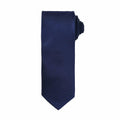 The finely rolled Premier PR780 necktie, featuring a dark blue texture and flat end, is displayed against a simple white background.