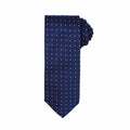 A neatly rolled necktie in dark blue featuring small white polka dots from the Premier brand, product code PR781.