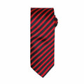 Premier's PR782 necktie features red and black diagonal stripes on a white background.