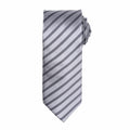 The Premier PR782 is a gray necktie characterized by diagonal stripes in dark and light gray, set against a plain white background.