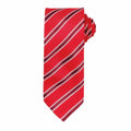 Premier's PR783 necktie in red with diagonal black and white stripes.