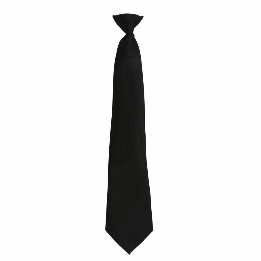 The PR785 by Premier is an elegant plain black necktie featuring a classic knot and pointed end.