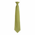 A Premier PR785 necktie in lime green, featuring a smooth texture and a classic knot at the top. The tie is shown against a plain white background, emphasizing its vibrant color and sleek design.