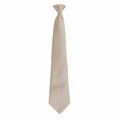 Introducing the Premier PR785, a beige necktie with a classic design. This tie boasts a smooth texture and is styled with a simple knot at the top. Displayed against a plain white background, it highlights its elegant and formal appearance.