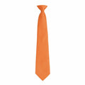 The Premier PR785 necktie, notable for its classic pointed tip and vibrant orange color, hangs straight down against a plain white background.