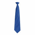 The Premier PR785 is a solid blue necktie featuring a classic knot at the top, with a smooth and finely woven texture hanging straight.