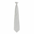 The PR785 necktie by Premier, featuring a subtle diagonal pattern in light gray, is showcased against a white background. It is elegantly knotted at the top and tapers down to a pointed tip.