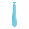 The Premier PR785 necktie features a solid light blue color and smooth texture, perfectly knotted at the top and elegantly draping straight down against a plain white background.