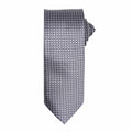 A Premier PR787 gray silk tie featuring a subtle houndstooth pattern, neatly folded at the top.