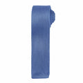 The Premier PR789 blue knitted tie is rolled up against a white background.