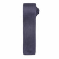 A Premier PR789 navy blue knit tie, neatly rolled and displayed on a white background.