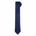 A neatly rolled Premier PR793 navy blue necktie on a plain white background.