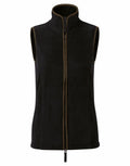 A PR804 Premier black sleeveless zip-up vest featuring a high collar and front pockets, showcased on a white background.