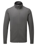 The Premier PR808, a gray zip-up jacket featuring a high collar and long sleeves, is showcased against a white background.