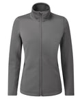 A Premier PR809 jacket in gray, featuring a zip-up design, high collar, and long sleeves, showcased against a minimalistic white background.