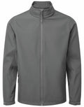 A plain gray zip-up jacket from Premier, featuring a high collar and two zipped side pockets. Product name: PR810.