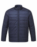 A navy blue zip-front puffer jacket with a stand-up collar from the Premier PR817 collection.