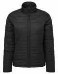 The Premier PR819 black puffer jacket, featuring a high collar and front zipper, is showcased against a white background.