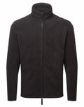 The Premier PR823 jacket, featuring a full zip and high collar in black fleece, is displayed against a white background.