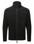 Introducing the Premier PR823, a black fleece jacket featuring a high collar and a full-length zipper.