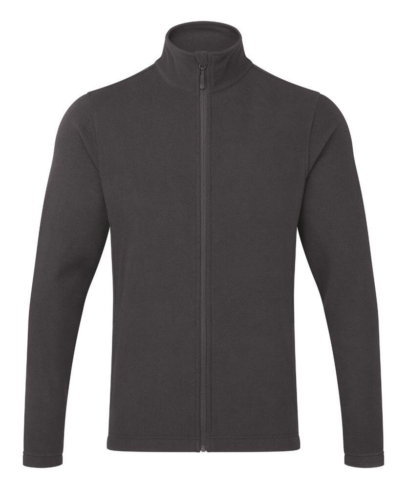 The Premier PR830 is a high-collared, long-sleeved, black full-zip fleece jacket, showcased against a plain background.