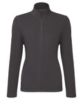 A Premier PR832 zip-up fleece jacket in plain dark gray, featuring a high collar and long sleeves, displayed against a white background.