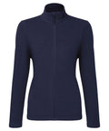 Premier's PR832 is a navy blue zip-up fleece jacket featuring a stand collar and long sleeves, showcased against a plain white background.