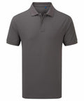 Premier's PR995 is a plain gray polo shirt featuring a collar and short sleeves.
